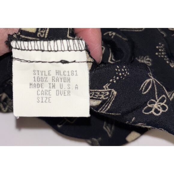 Vintage David Dart Shirt Black with Pearl Buttons GardenDesign Wear Women XL - Picture 8 of 8